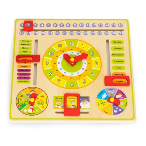Fa oktató manipulatív tábla, naptár óra ECOTOYS - gyermek játék, tanulás, fejlesztés, óvoda, iskola, ajándék, kreatív.