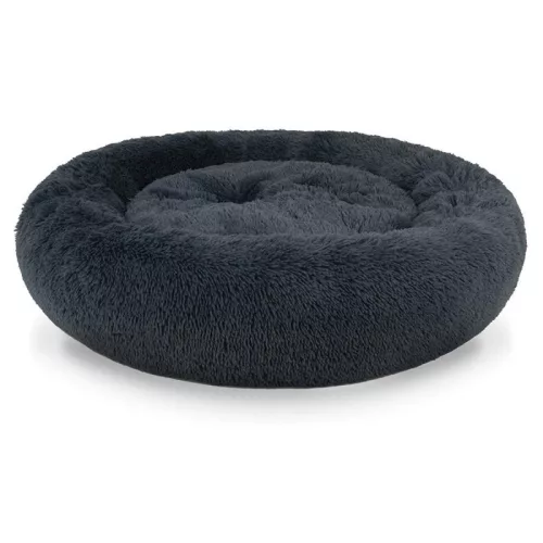Univerzális plüss ágy kutyáknak és macskáknak, 80 cm, sötét szürke