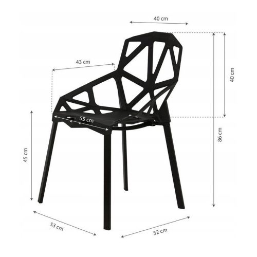 Modern fekete nappali székek szettje, 4 db