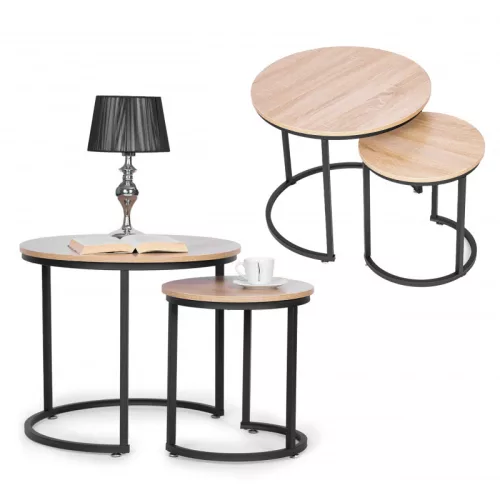 Kerek Loft dizájn kávésasztal szett, 2 db