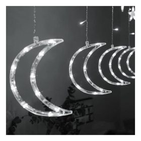   Holdfény, csillagok, karácsonyi fények, függöny, 96LED fényfüzér