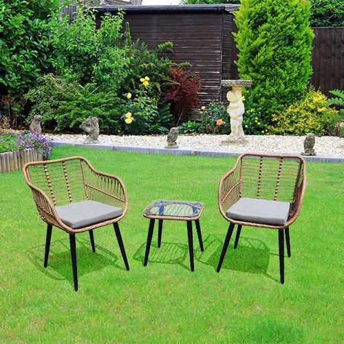 Garden Select rattan kerti bútorszett székekkel és üveglapos asztallal