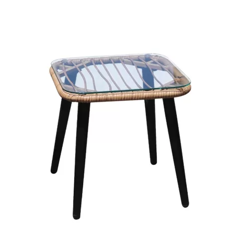 Garden Select rattan kerti bútorszett székekkel és üveglapos asztallal