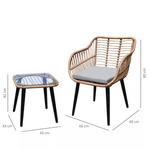 Garden Select rattan kerti bútorszett székekkel és üveglapos asztallal