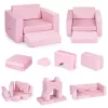 ECOTOYS moduláris gyerekfotel, 8 puha párnával, összecsukható, rózsaszín