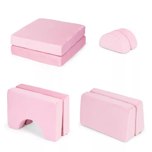 ECOTOYS moduláris gyerekfotel, 8 puha párnával, összecsukható, rózsaszín