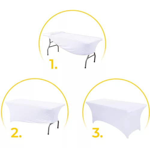 MultiGarden fehér sztreccs asztalterítő catering asztalhoz 240 cm 8FT