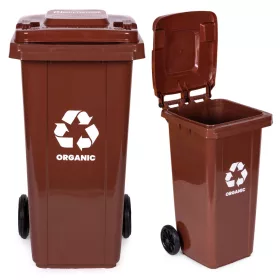   MULTISTORE BIO hulladéktároló kuka 120L barna, gumikerékkel