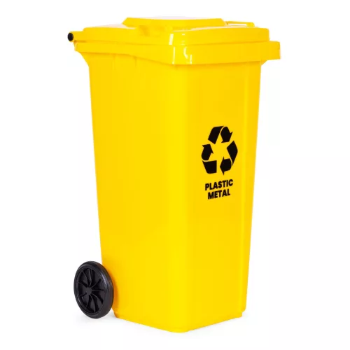 MULTISTORE 3x120L hulladéktároló szett, kék zöld sárga, papír üveg műanyag, gumikerékkel
