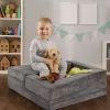 ECOTOYS moduláris összecsukható gyerekkanapé 4 puha párnával, szürke