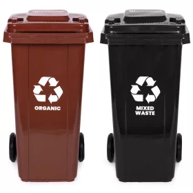   MULTISTORE 2x120L szemetes kuka szett, fekete-barna, vegyes hulladék/BIO, gumikkal