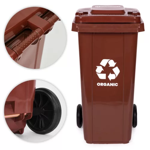 MULTISTORE 2x120L szemetes kuka szett, fekete-barna, vegyes hulladék/BIO, gumikkal