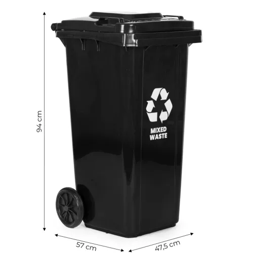 MULTISTORE 2x120L szemetes kuka szett, fekete-barna, vegyes hulladék/BIO, gumikkal