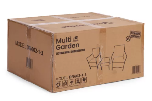 MultiGarden kerti bútor szett 2 fotellel és edzett üveg asztallal, fekete
