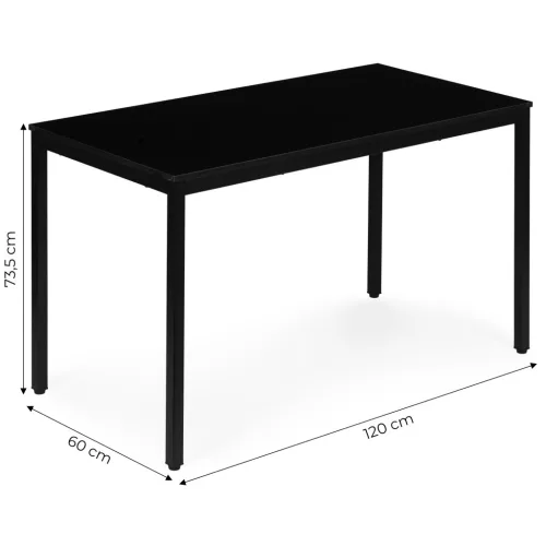 ModernHome étkezőasztal vagy íróasztal 4-5 főre, 120x60 cm, fekete