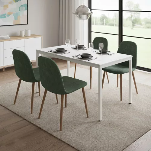 ModernHome fehér márványhatású konyha- és étkezőasztal, számítógépasztal 120x60 cm, 4-5 fő részére
