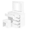 ModernHome sminkasztal tükörrel, világítással, 5 fiókkal és székkel