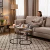 ModernHome 2 db-os kerek dohányzóasztal szett, világos tölgy, loft stílus
