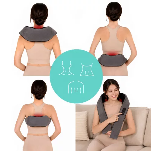 KADEN shiatsu nyak- és hátmasszírozó fűthető masszázsövvel, forgó fejekkel, 24W