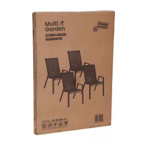 MultiGarden 4 részes fekete kerti székszett teraszra és erkélyre