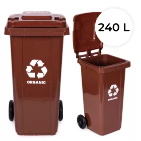   MULTISTORE 240L barna kerekes szemetes biohulladékhoz, gumikerékkel