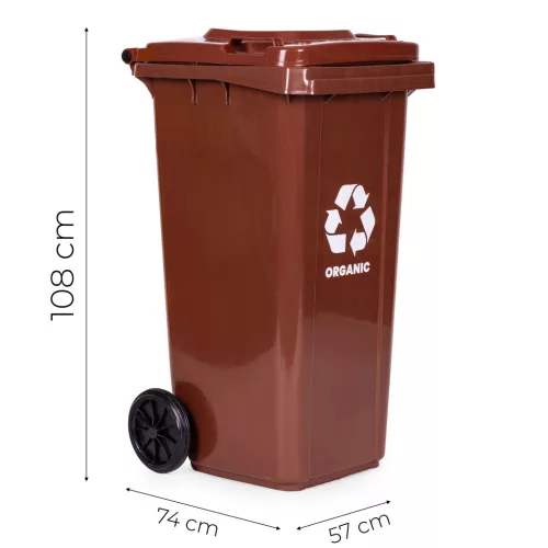 MULTISTORE 240L barna kerekes szemetes biohulladékhoz, gumikerékkel
