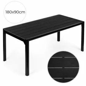   MultiGarden 8 személyes fekete kerti asztal teraszra és kertbe 180×90 cm