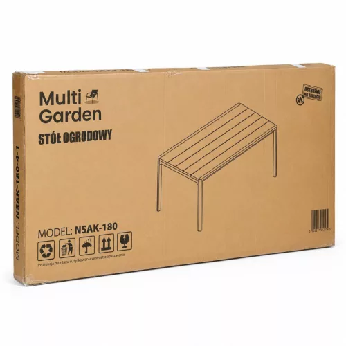 MultiGarden 8 személyes fekete kerti asztal teraszra és kertbe 180×90 cm