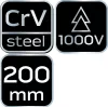 NEO TOOLS Kombinált fogó 1000V, szigetelt, 200MM(8"), CrV, polírozott 25 év garanciával 01-222