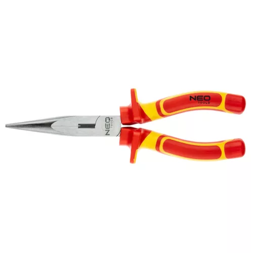NEO TOOLS Hosszúcsőrű fogó 1000V, szigetelt, 200mm (8"), CrV, polírozott 25 év garanciával 01-225