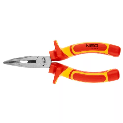 NEO TOOLS Hajlított csőrű fogó 1000V, szigetelt, 160mm (6"), CrV, polírozott 25 év garanciával 01-227