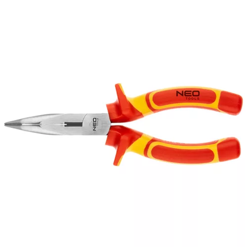 NEO TOOLS Hajlított csőrű fogó 1000V, szigetelt, 180mm (7"), CrV, polírozott 25 év garanciával 01-228