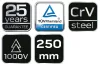 NEO TOOLS Vízpumpafogó 1000V, szigetelt, 250mm (10"), CrV, polírozott 25 év garanciával 01-232