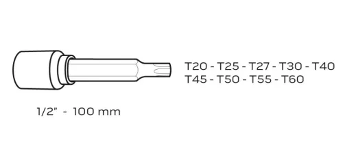 NEO TOOLS Torxkulcs készlet 9db, 1/2" 100mm 25 év garanciával 08-708