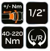 NEO TOOLS Nyomatékkulcs "double - click", 1/2", 40-220Nm 25 év garanciával 08-835
