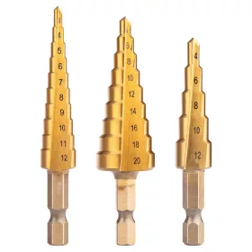   NEO TOOLS Lépcsős fúrókészlet, 3db-os, HSS-Titán, 3-20mm, hatszög szárral 08-948