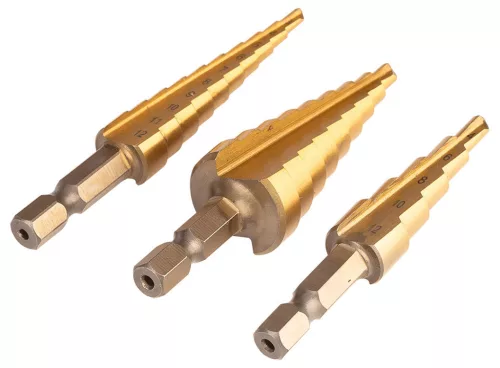 NEO TOOLS Lépcsős fúrókészlet, 3db-os, HSS-Titán, 3-20mm, hatszög szárral 08-948