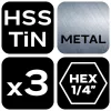 NEO TOOLS Lépcsős fúrókészlet, 3db-os, HSS-Titán, 3-20mm, hatszög szárral 08-948