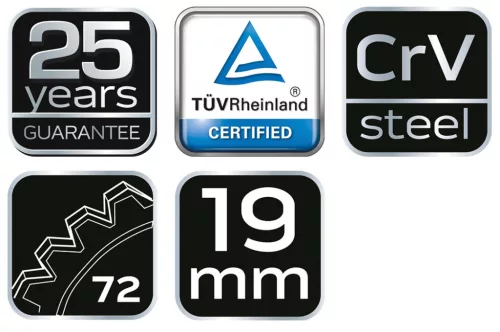 NEO TOOLS Racsnis csillag-villáskulcs 19mm 25 év garanciával 09-068