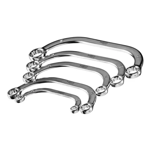 NEO TOOLS CSILLAGKULCS KÉSZLET HAJLÍTOTT 5 RÉSZES 9-12 13-15 14-17 16-18 19-22MM 25 év garanciával 09-176