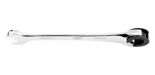 NEO TOOLS Racsnis csillag-villáskulcs, félig nyitott, 15mm 25 év garanciával 09-262