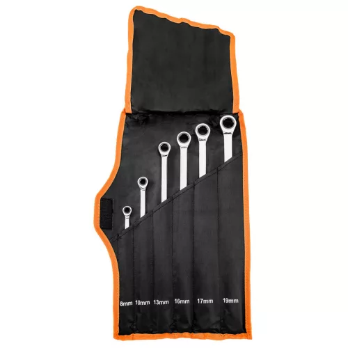 NEO TOOLS Racsnis hosszú csillagkulcs készlet 6db, 8-19mm 09-370