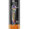 NEO TOOLS Imbuszkulcs készlet 9db hosszú 1.5-10mm, színes 25 év garanciával 09-512