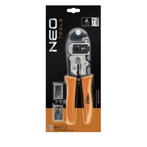 NEO TOOLS Krimpelő-, kábelsarufogó 4P 6P 8P 25 év garanciával 01-501