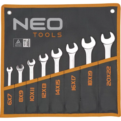 NEO TOOLS VILLÁSKULCS KÉSZLET 8db, 8-22MM, DIN3110 25 év garanciával 09-851