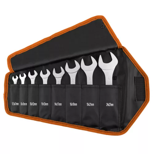 NEO TOOLS Villáskulcs készlet 8db, 5.5 - 27mm, szuper vékony kivitel, összehajtható tokban 25 év garanciával 09-860