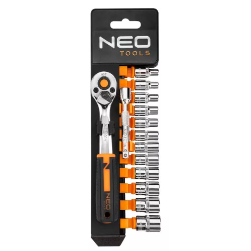 NEO TOOLS Dugókulcskészlet 14db, 1/4" 25 év garanciával 10-000
