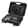 NEO TOOLS Dugókulcs készlet, átmenő racsnis hajtókarokkal, 1/4"- 3/8", 46 db 25 év garanciával 10-019