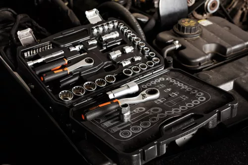 NEO TOOLS Dugókulcs készlet, átmenő racsnis hajtókarokkal, 1/4"- 3/8", 46 db 25 év garanciával 10-019