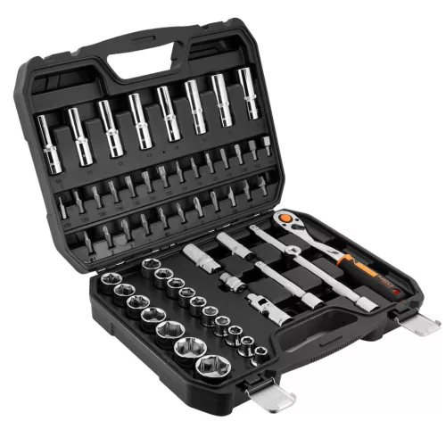 NEO TOOLS Dugókulcskészlet + bitkészlet 1/2", 58db 25 év garanciával 10-042